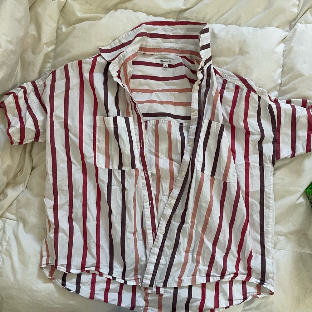 MADEWELL Oversized Shirt Striped Button Down size S